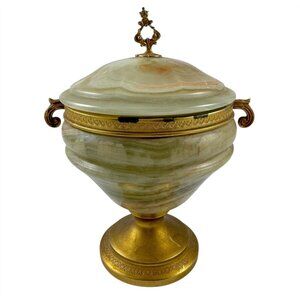 Onyx of Pakistan Marble Trinket Candy Dish with Lid Made in Italy Vintage 1960s